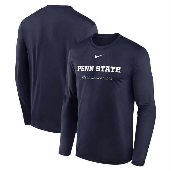 Men's Penn State Nittany Navy 2025 Courtside Basketball Shootaround Legend Dri-FIT Long Sleeve T-Shirt
